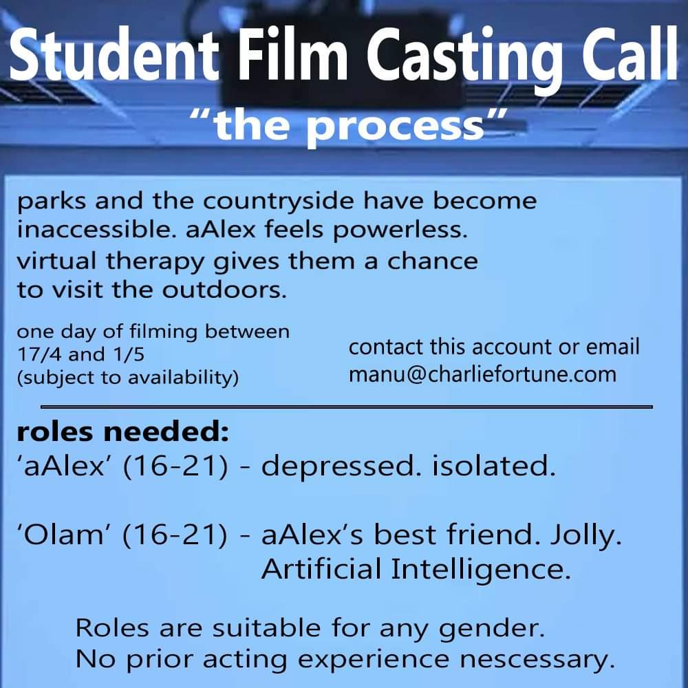 Student Film Casting Call "the process" one day of filming between 17/4