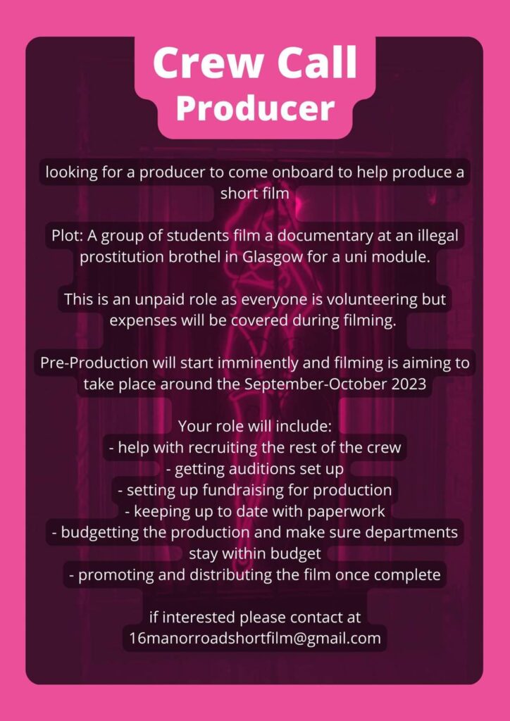 PRODUCER CREW CALL - CASTING CLUB UK