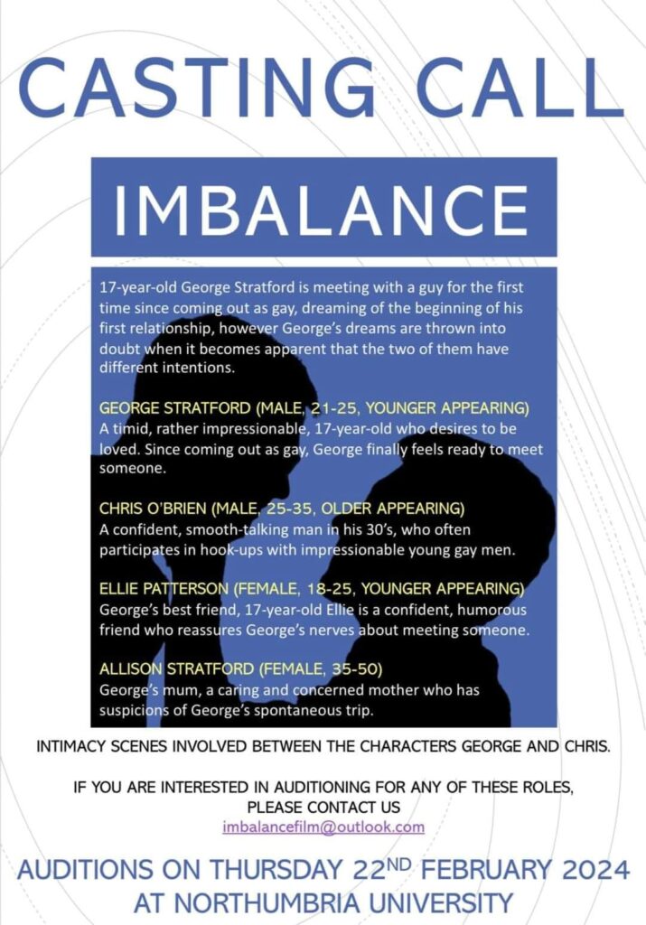 CASTING CALL IMBALANCE STRATFORD (MALE, 2125, YOUNGER APPEARING