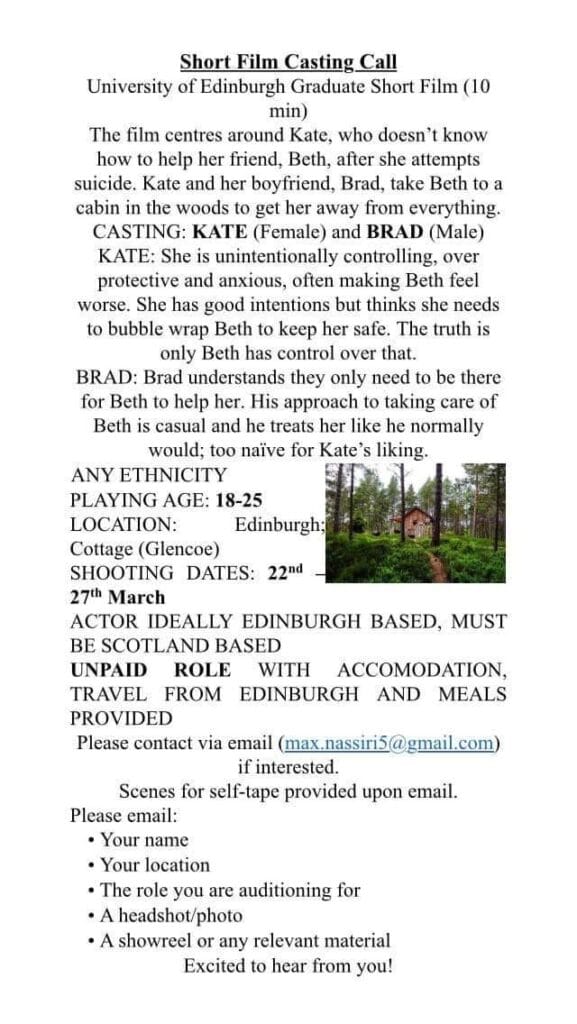 Short Film Casting Call University Of Edinburgh Graduate Short Film 10